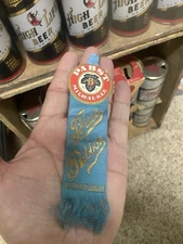 Pabst Blue Ribbon Beer Silk Ribbon Advertising Piece Fob Sign 1890s Pre pro
