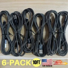 6PCS 10Ft Micro USB Fast Charger Data Sync Cable Cord Lot For Samsung Android LG