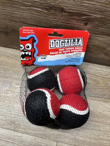 DOGZILLA Tuff Tennis Balls Durable Red Black Pack of 4 Tennis Balls - Picture 1 of 2