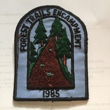 Vintage Forest Trails Encampment Scout Embroidered Patch 1985 Trees N13