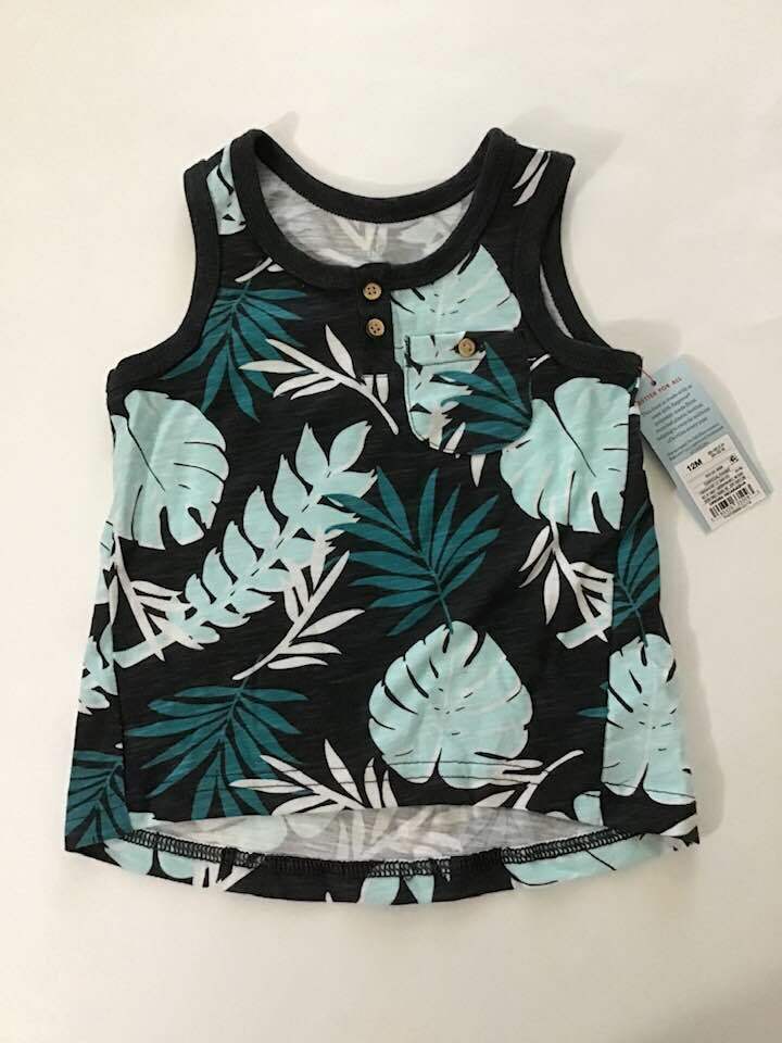 Cat & Jack Girls' Sleeveless Top Charcoal Blue/Green - Size 12M | eBay