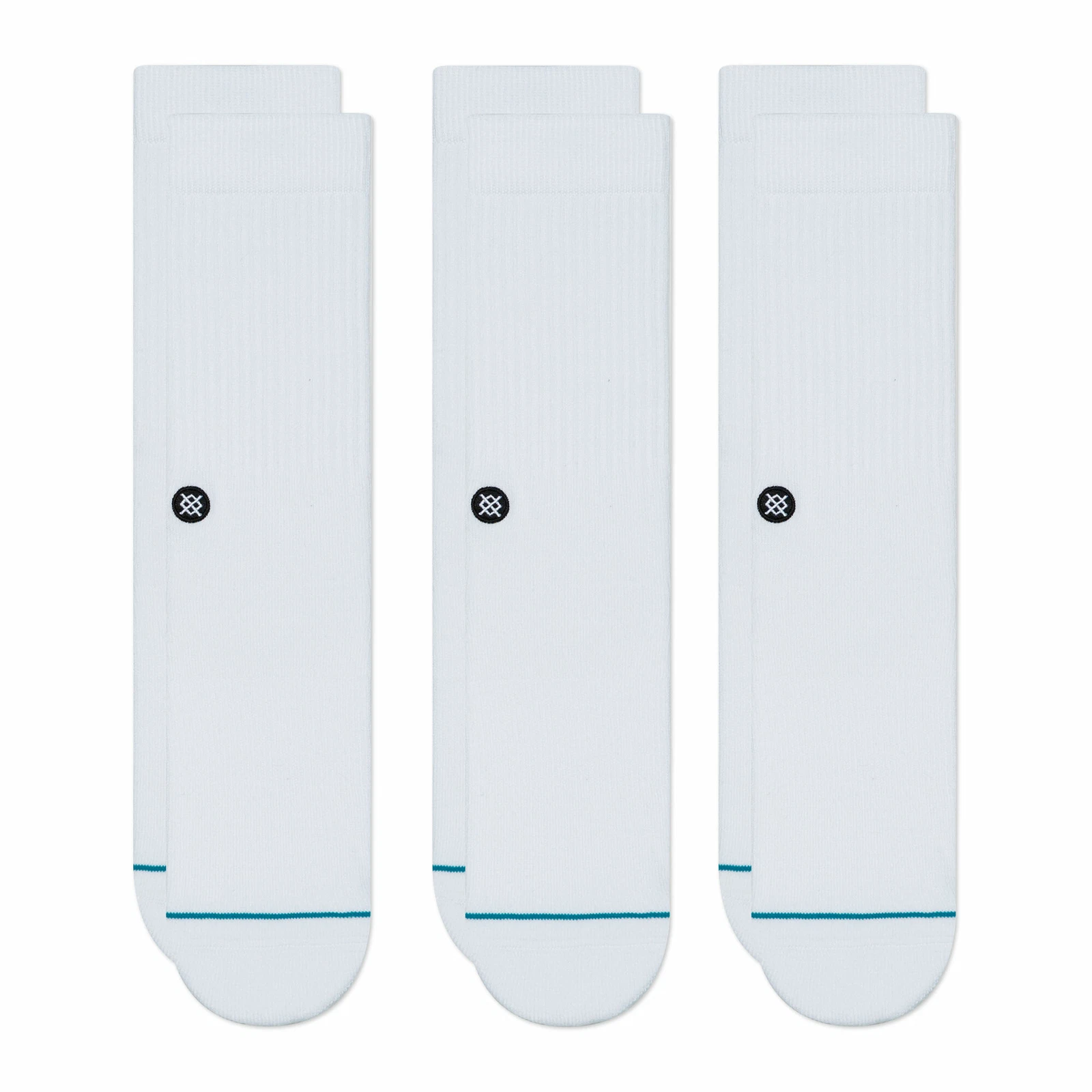 Stance mens Icon Solid Color Cotton Crew Socks, White - 3-PACK