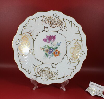 Weimar Weimarer Porzellan, Jutta - Schale Prunkteller 24 cm. Blumen, Gold