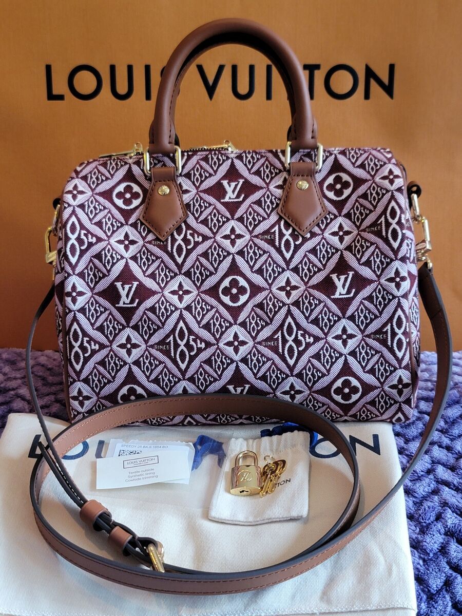 Louis Vuitton Speedy 25 Burgundy Jacquard Bag Giant Monogram Louis Vuitton Speedy 25 Burgundy Jacquard Bag Giant Monogram