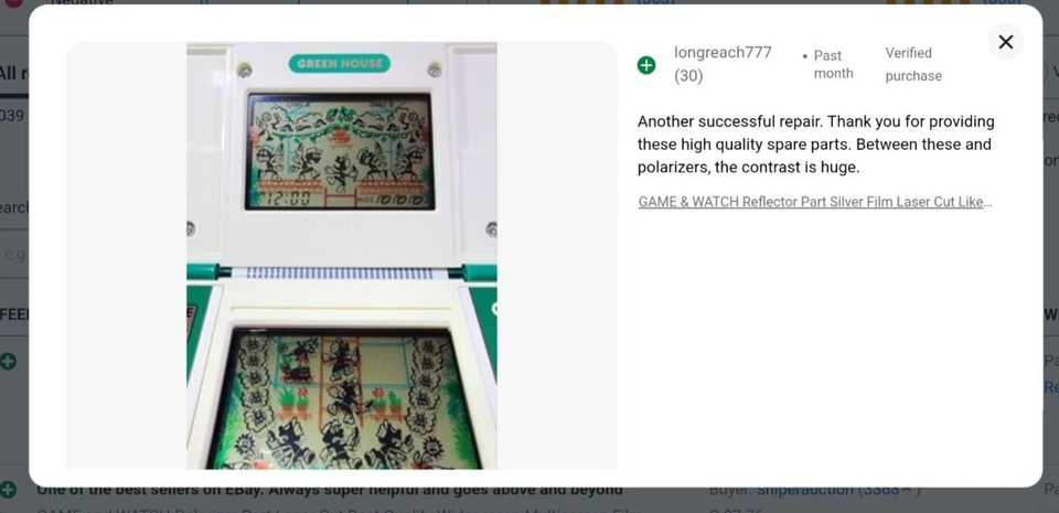 10 Laser Cut POLARIZER + 10 REFLECTOR Best Quality Part NINTENDO GAME WATCH - Image 4 of 4