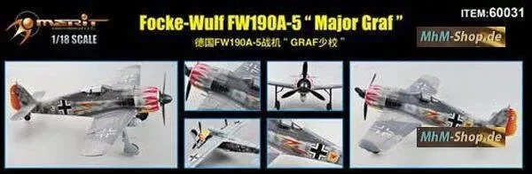 MERIT 60031 1/18 Focke-Wulf FW190A-5 "Major Graf" NUOVO IMBALLO ORIGINALE - Immagine 3 di 4