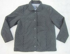Nordic Lights Quilted Coat Button Up Bomber Lightweight Jacket Women's L, Black