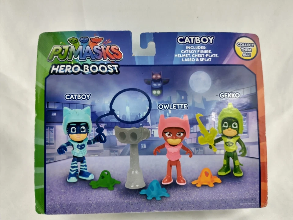 Conjunto de bonecos PJ Masks Catboy Hero Boost com armadura de laço e splat pegajoso lacrado NOVO - Imagem 2 de 4