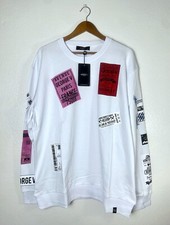 Avenue George V Paris Sweatshirt Rhinestone Patch AOP White Men  s Size 5XL