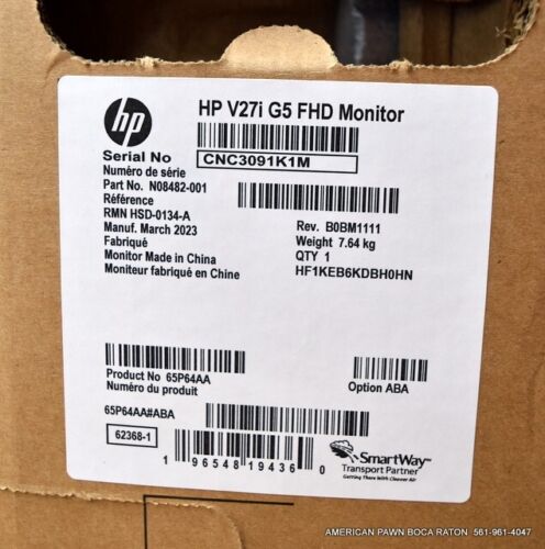 HP V27i G5 27" FHD Monitor 1920 x 1080 IPS in Black New sealed box - Picture 3 of 3