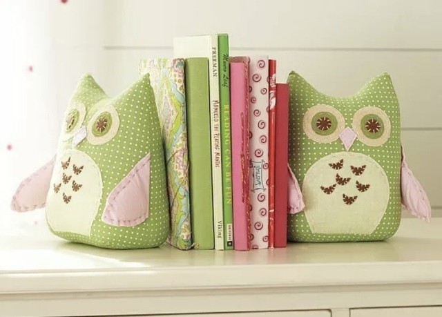 Set 2 Pottery Barn Kids Girls Hayley Haley Owl Bookends Fabric