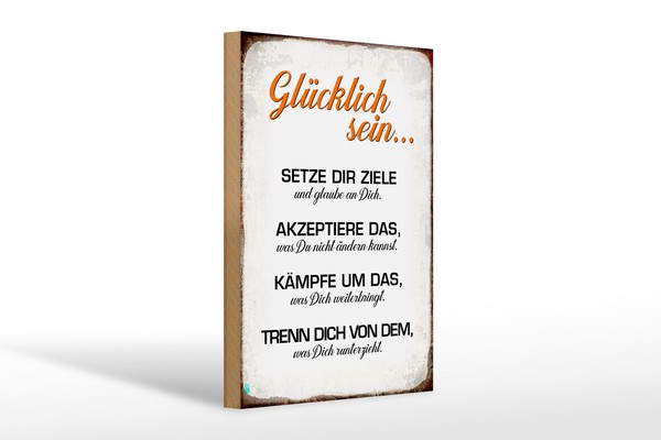 Holzschild Spruch 20X30 Cm GlüCklich Sein Glaube An Dich Deko Schild Wooden Sign-image