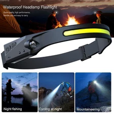 COB LED Induction Riding Headlamp Flashlight USB Rechargeable Waterproof Camping