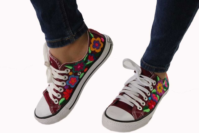 embroidered tennis shoes