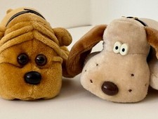 Vintage 1980s Kennel Kuddlees Mini Plush Toy Puppies 2 Stuffed Animal Tara Toy