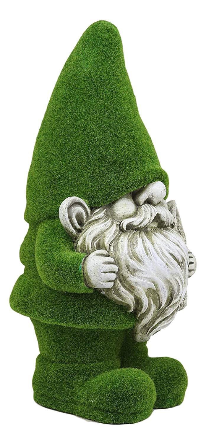 Large Whimsical Green Thumb Gnome With Shovel Garden Statue In