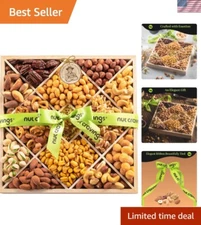 Gourmet Nut Gift Basket for Mom - 12 Assorted Nuts in Elegant Wooden Tray
