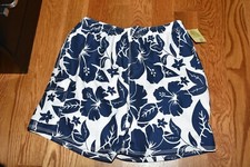 NEW NWT ISLANDER BLUE AND WHITE FLORAL SWIM SUIT TRUNKS BOARD SHORTS MEDIUM