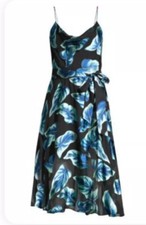 Alice And Olivia Paradise Leaves Black And Blue New Dress Size  10