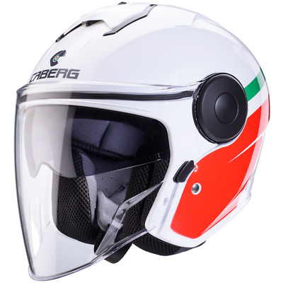 Caberg Motorradhelm Jethelm Soho Zephir Italia Weiss/Grün/Rot Rollerhelm Visier
