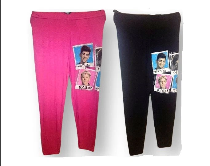 NEW Girls Kids 1D One Direction Signed Leggings Pink Black Sale