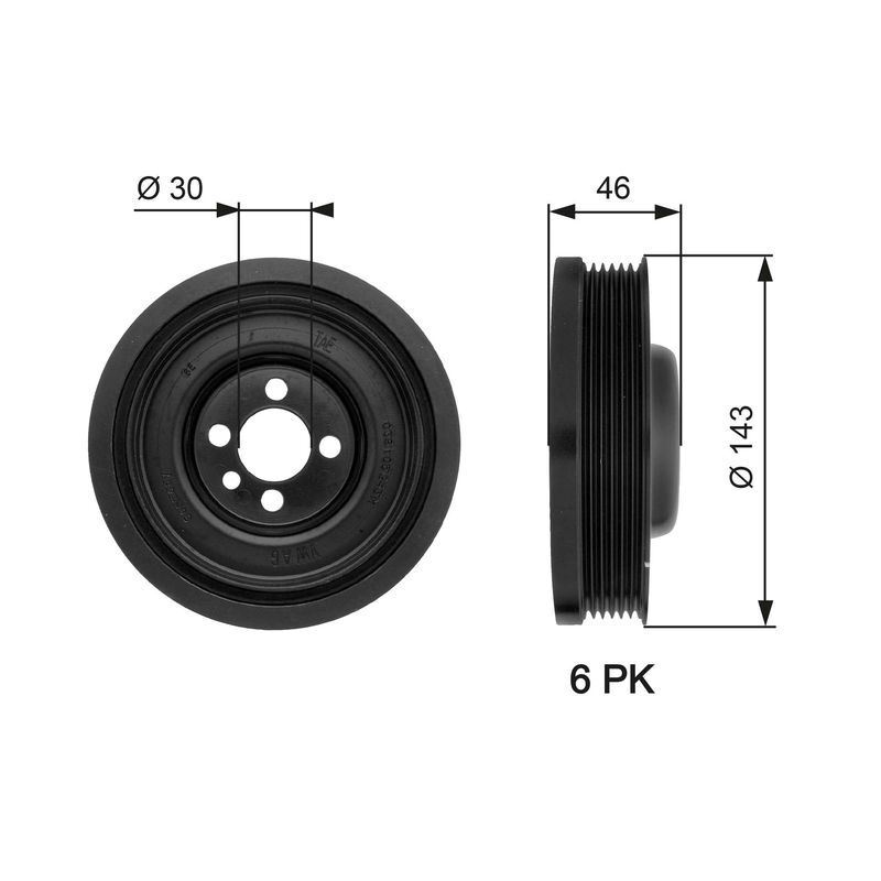 Crankshaft Pulley (TVD) fits SEAT LEON 1P1 1.6D 2.0D 05 to 12 Gates 038105243L - Image 33