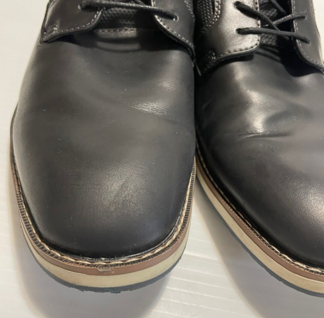 SAOLA Nunn Bush Circuit Plain Toe Oxford 84889 009 da uomo in pelle nera marrone taglia 11M