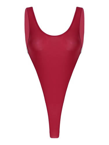 Damen Body Hoher Bodysuit Sexy Einteiler Badeanzug Ärmellos Monokini Swimsuit - Picture 14 of 40
