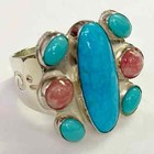 HSN Jay King Sterling Silver Rhodochrosite and Turquoise Ring Size 7 — photo 2