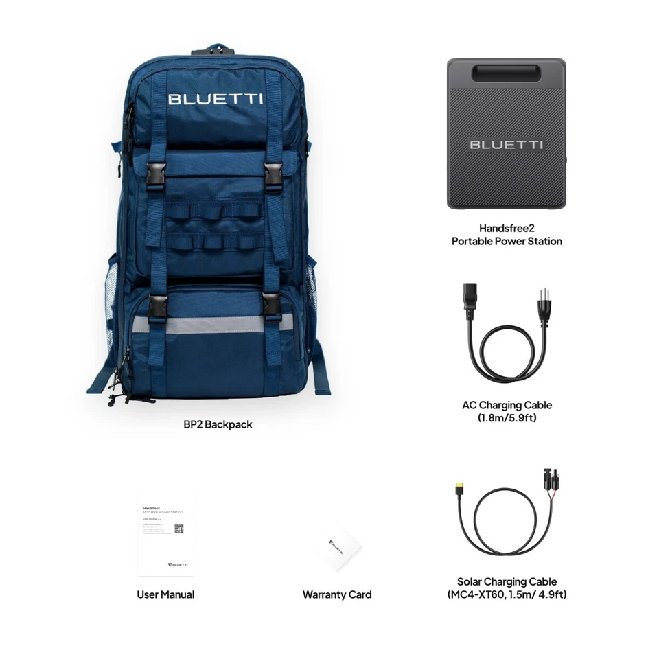 BLUETTI Handsfree2 Tragbare Powerstation 700W 512Wh Camping Wandern 60L Rucksack - Bild 4 von 4