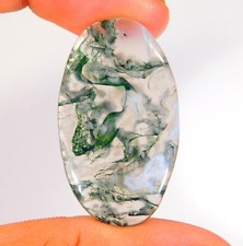 29 Cts Natural Green Moss Agate Oval Cabochon Loose Gemstone 37x21x4 mm CG 067
