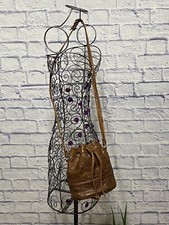 Vintage Tooled Leather Purse Crossbody Bucket Bag