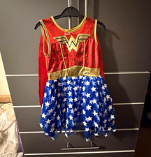 Wonder Woman Superhero Fancy Dress Dress, 3 - 4 yrs Polyester Red Blue Gold