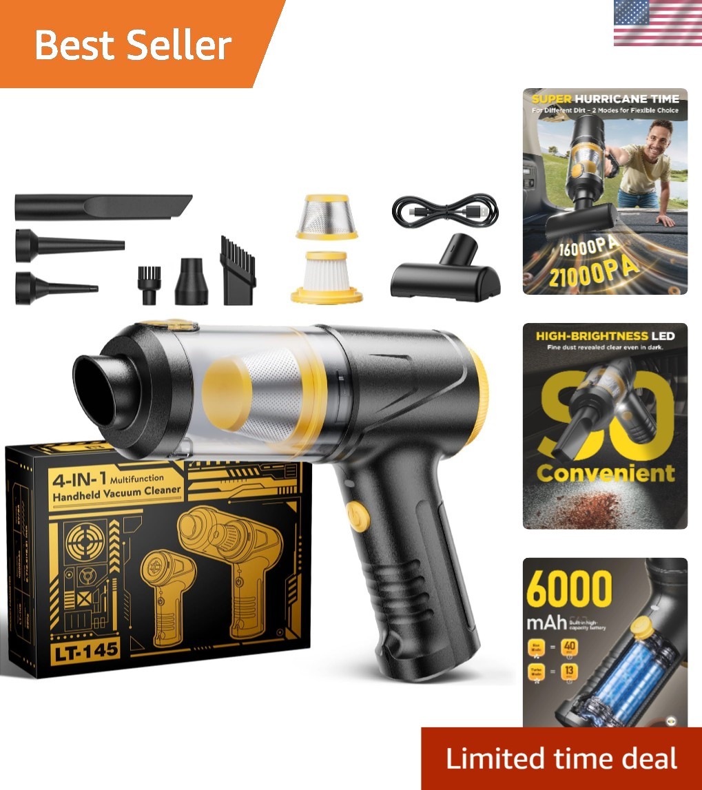 Brushless Motor Cordless Vacuum Cleaner with Fast Type-C Charging & Light Weight