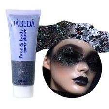 DAGEDA Black Body Glitter Gel, Sparkly Hair Face Makeup