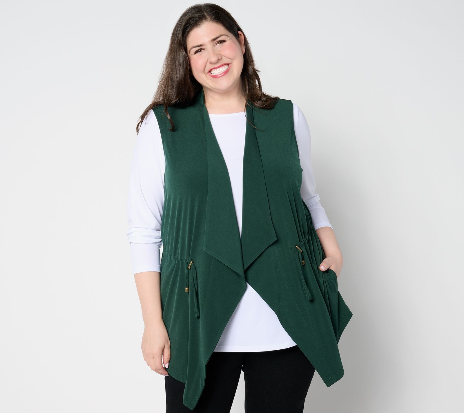 Susan Graver Women's Jacket Sz L Every Day Liquid Knit Anorak Style Green