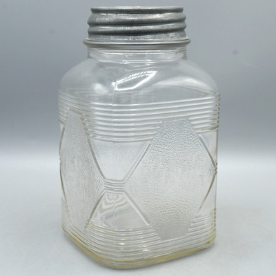 Hazel Atlas Hoosier Coffee Jar Vintage Glass Farmhouse Cottage Art Deco 5412