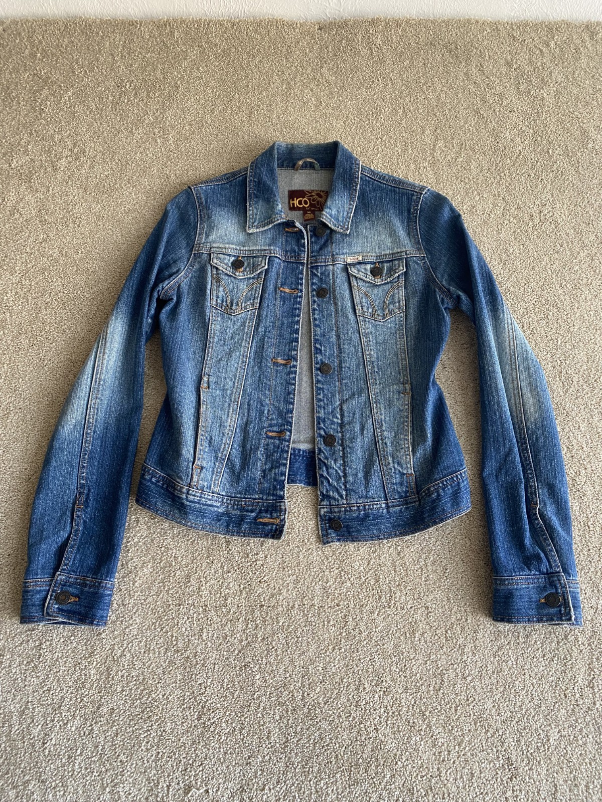 Vintage Hollister Y2K  Denim Jean Trucker Jacket Women’s Size Medium M Womens