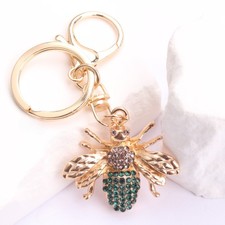 Glittering Green Rhinestone Bee Keychain: Stylish Bag/Key Accessory, Cute Gift