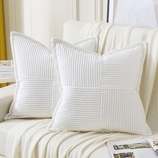 Pure Throw Pillow Covers 20x20 Inch Set of 2,Soft 20" x 20" Pack of 2 White
