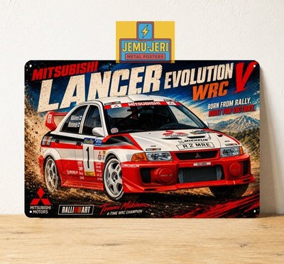 Mitsubishi Lancer Evolution V Wrc Rally Car Metal Poster Tin Sign 20x30cm