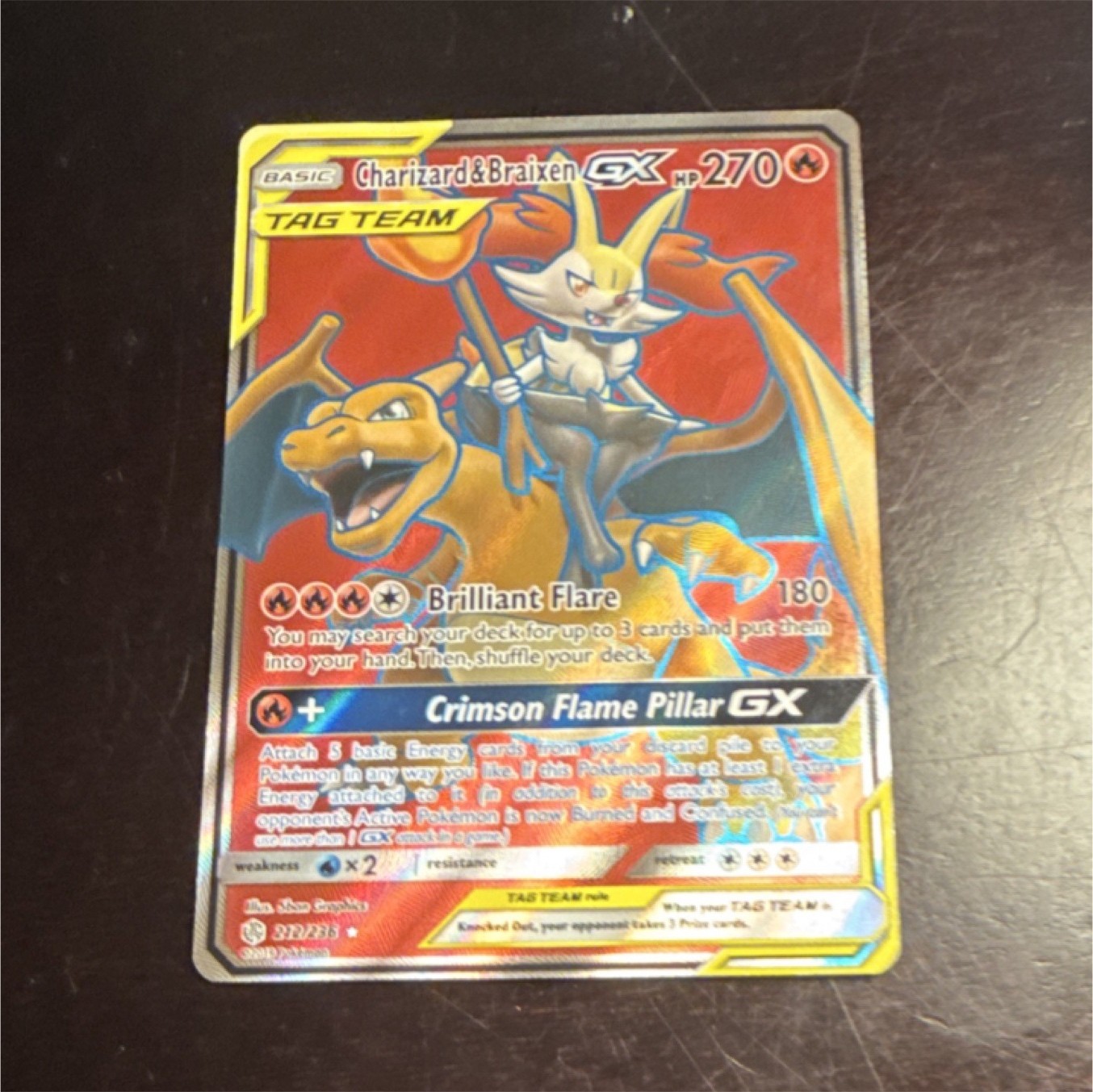 Pokémon Charizard & Braixen GX Full Art Holo 212/236 Cosmic Eclipse 270 HP
