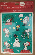 Vintage Hallmark Green Snoopy Christmas Holiday Stickers 4 Sheets Never Opened