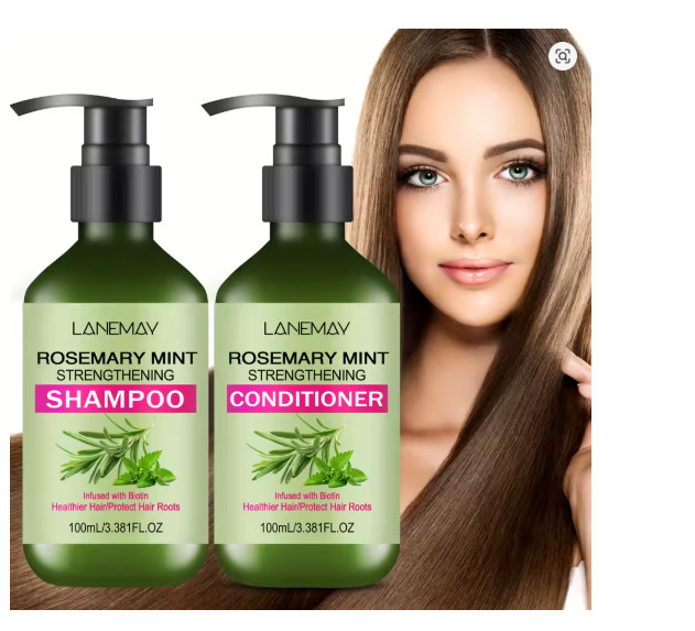 Ensemble shampoing et revitalisant menthe romarin anti-casse pour cheveux fins et secs