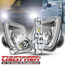 Pair 7x6 5x7 Headlights Hi&Lo DRL For GMC Savana Cargo Van 1500 2500 3500