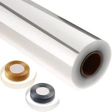 Clear Cellophane Wrap Roll 31.5" x 220 Ft, Heavy-Duty Plastic for Gifts, Crafts