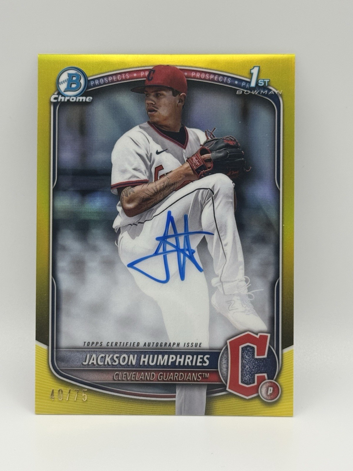2025 Bowman Chrome Prospect Yellow Refractor /75 Jackson Humphries #CPA-JHU Auto