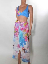 -50% Wickelrock Strandrock Pareo Dolcezza S 38 Kunstdruck pink weiß transparent