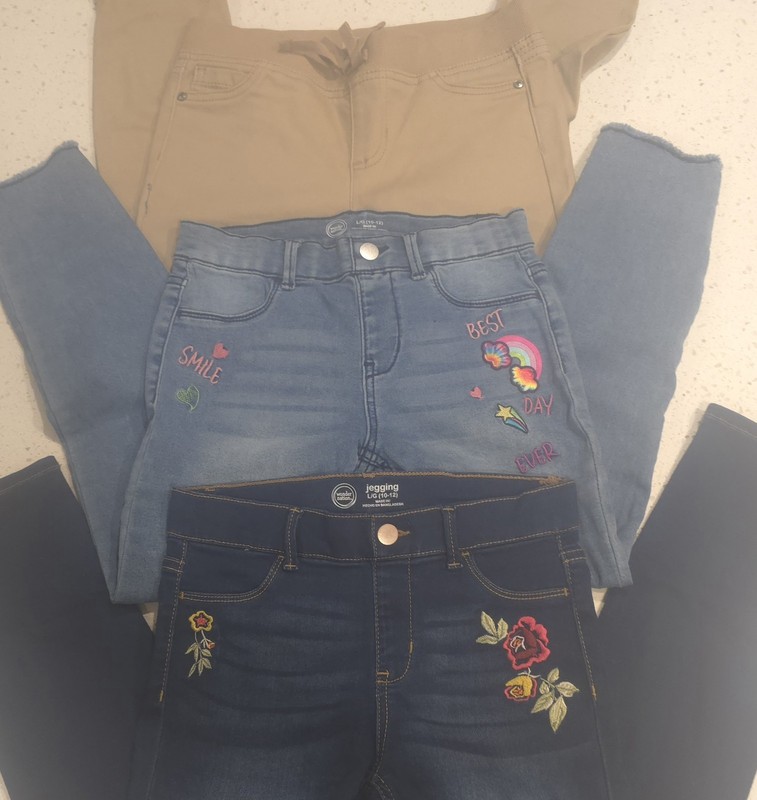 Wonder Nation 2 Embroidered Jegging Girls Sz L  10-12 Stretchy * LOT OF 3 *