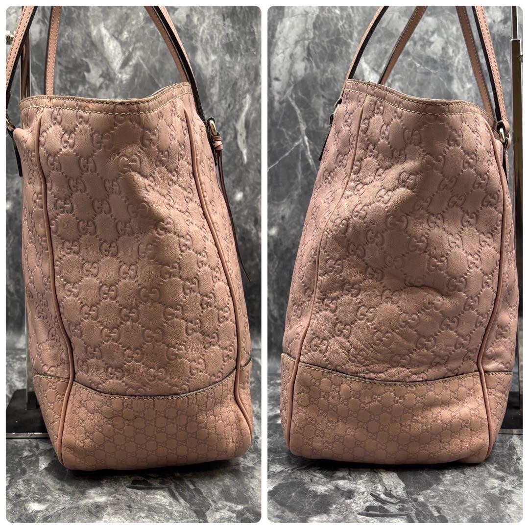 GUCCI GG Tote Bag Pink Leather Large Capacity Unisex Authentic thumbnail 7